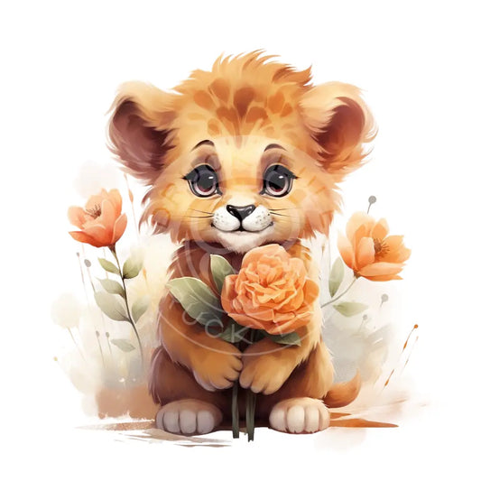 Bügelbild Löwe Mit Blumen 958-9
