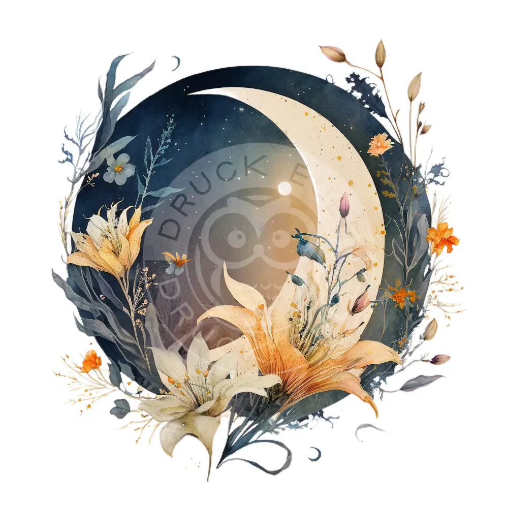 Bügelbild Mond Mit Blumen 157-13