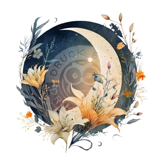 Bügelbild Mond Mit Blumen 157-13