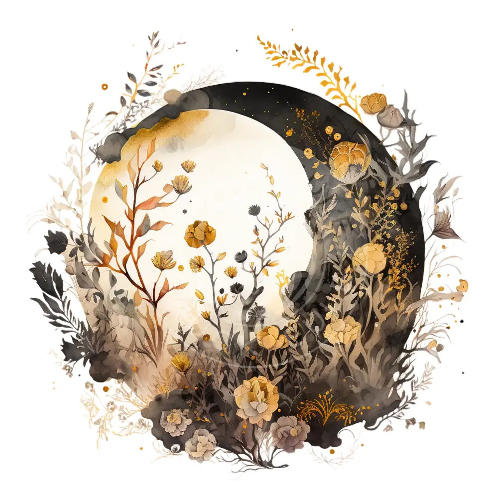 Bügelbild Mond Mit Blumen 157-4