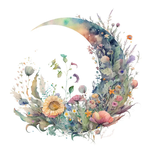 Bügelbild Mond Mit Blumen 157-6