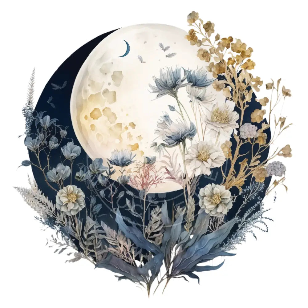 Bügelbild Mond Mit Blumen 157-7