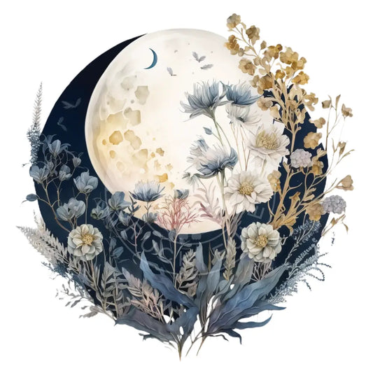 Bügelbild Mond Mit Blumen 157-7