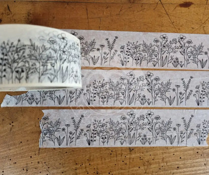 Papierklebeband weiss mit Blumenwiese Papierklebeband