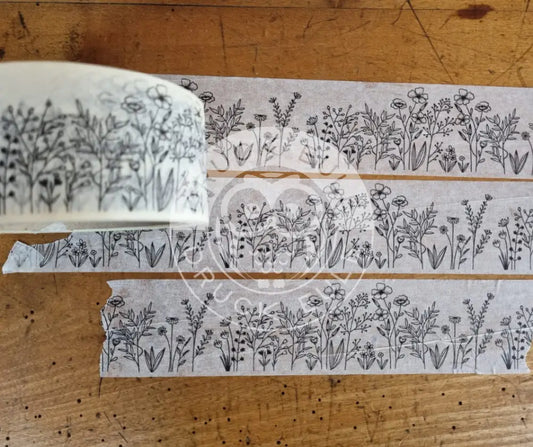 Papierklebeband weiss mit Blumenwiese Papierklebeband