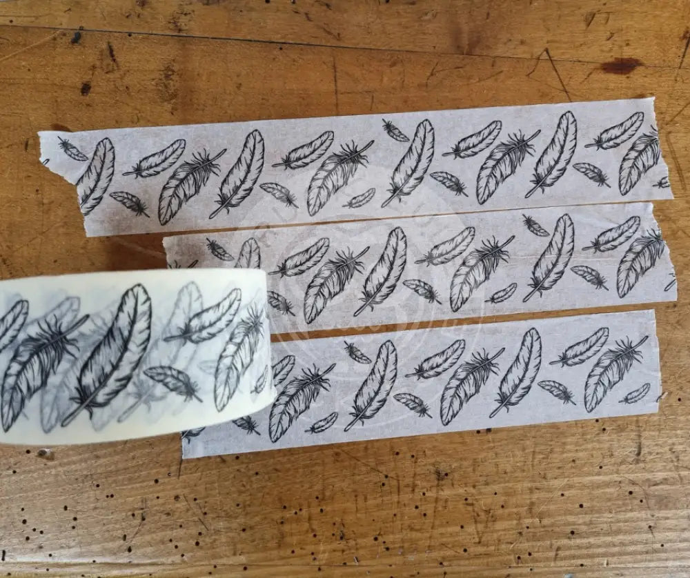Papierklebeband weiss mit Federn Papierklebeband