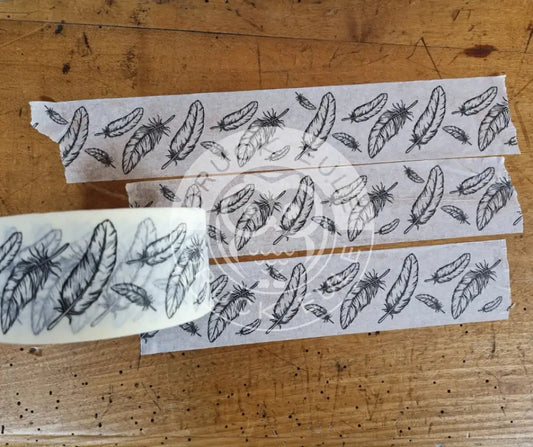 Papierklebeband weiss mit Federn Papierklebeband