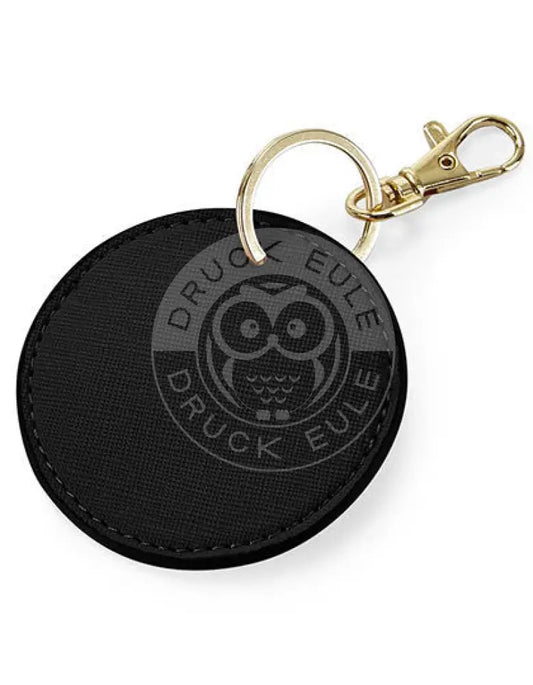 Schlüsselanhänger Kunstleder Rund Schwarz