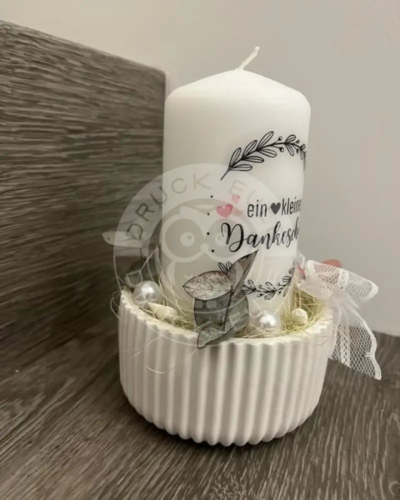 Wasserschiebefolie Blockkerze Danke