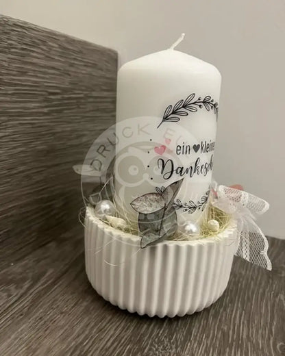 Wasserschiebefolie Blockkerze Danke