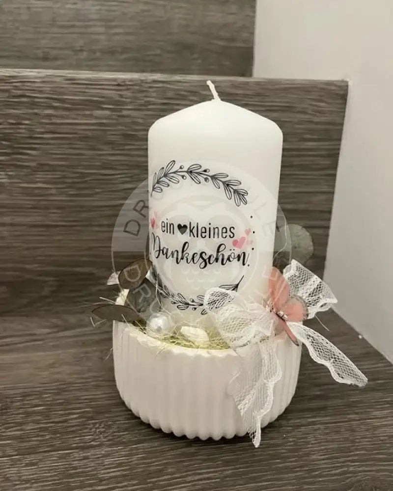 Wasserschiebefolie Blockkerze Danke