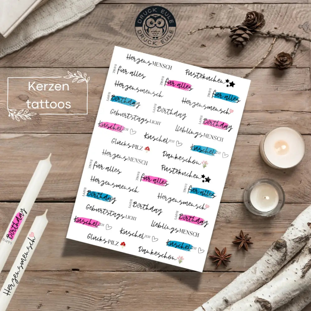 Wasserschiebefolie Kleine Stabkerzen 1