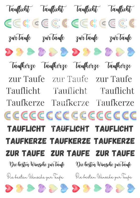 Wasserschiebefolie Taufe Stabkerzen