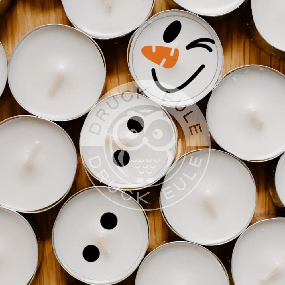 Wasserschiebefolie Teelichtbotschaft Schneemann