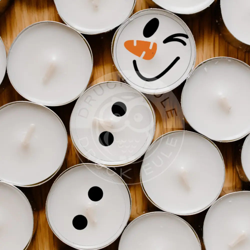 Wasserschiebefolie Teelichtbotschaft Schneemann